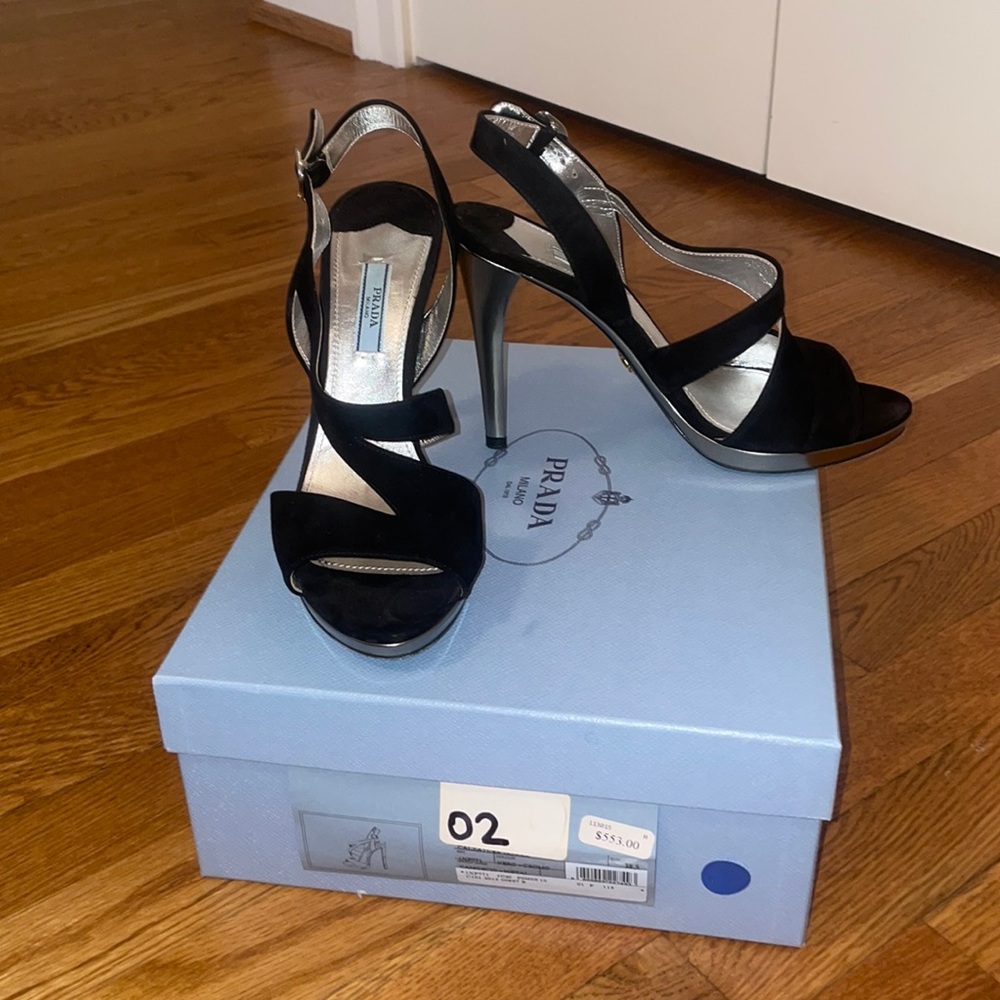 Prada Black Sandal heels size 38.5